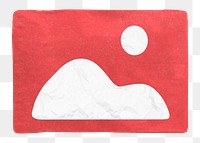 Red gallery png icon, paper texture, transparent background