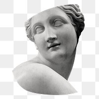 Ancient Greek woman png sticker, marble statue, transparent background