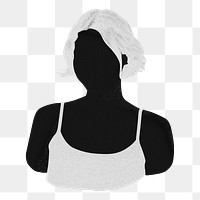 Black faceless woman png sticker, portrait illustration, transparent background