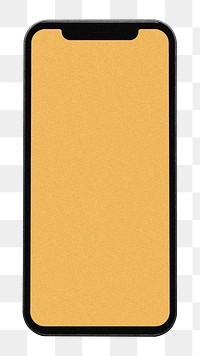 Mobile phone png sticker, orange screen, transparent background