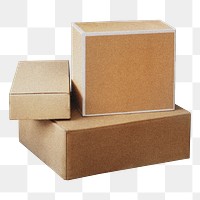 Stacked paper boxes png sticker, sustainable packaging, transparent background