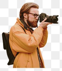 Png photographer taking photo sticker, travel image, transparent background