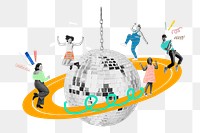 People dancing png disco ball sticker, party mixed media, transparent background