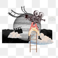 Movie director png ladder sticker, entertainment remix, transparent background