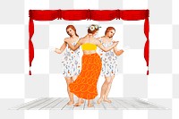 Three Graces png sticker, women dancing on stage, remixed from artworks by Raphael, transparent background