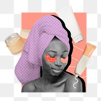 Png women's skincare routine sticker, beauty remix, transparent background