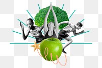Healthy lifestyle png sticker, fitness remix, transparent background