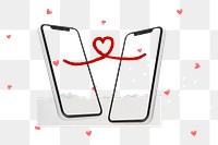 Online dating png sticker, mobile phone communication remix, transparent background