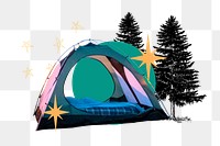 Camping tent png sticker, creative travel remix, transparent background