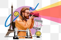 Png travel blogger taking photo sticker, remix, transparent background