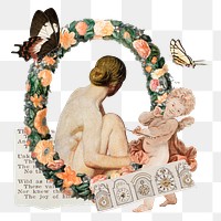 Vintage woman png ephemera sticker, transparent background