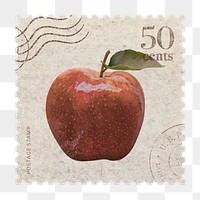 Png apple postage stamp sticker, transparent background