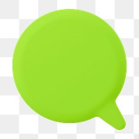 Green speech bubble png sticker, 3D rendering shape, transparent background