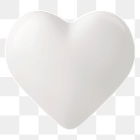 3D white heart png sticker, shape graphic, transparent background