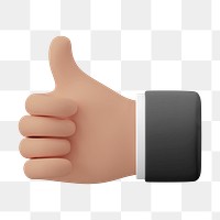 Thumbs up  png businessman's hand, 3D graphic, transparent background