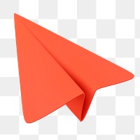 Orange paper plane png sticker, 3D graphic, transparent background