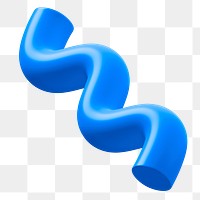 Blue wavy shape png sticker, 3D geometric graphic, transparent background