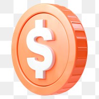 3D  coin png sticker, finance graphic, transparent background