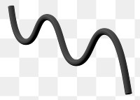 Black wavy line png sticker, 3D rendering graphic, transparent background