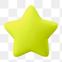 Green star png sticker, 3D rendering shape, transparent background