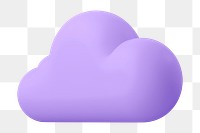 3D purple cloud png sticker, weather graphic, transparent background