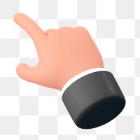 3D businessman's hand png pointing finger illustration, transparent background