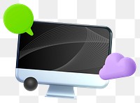 Cloud storage png computer, 3D graphic, transparent background