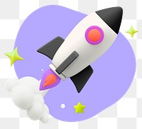 3D launching rocket png sticker, startup business graphic, transparent background