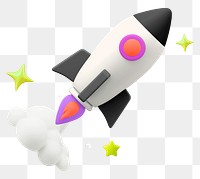 3D launching rocket png sticker, startup business graphic, transparent background