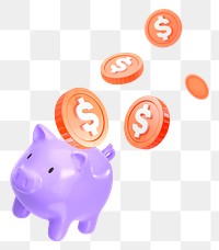 3D piggy bank png sticker, savings, finance graphic, transparent background