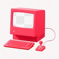 Retro computer png 3D mockup, transparent design