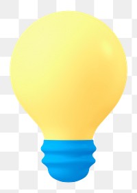 Light bulb png 3D sticker, transparent background