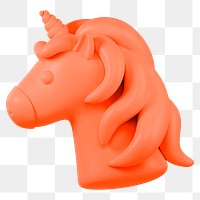 Orange unicorn png 3D sticker, transparent background