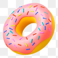 Glazed donut png 3D sticker, transparent background