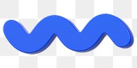 Blue squiggle png 3D sticker, transparent background