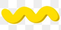 Yellow squiggle png 3D sticker, transparent background