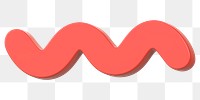 Orange squiggle png 3D sticker, transparent background