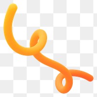 Orange squiggle png 3D sticker, transparent background