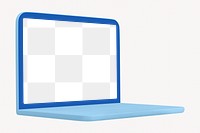 Laptop screen png 3D mockup, transparent design