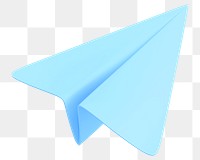 Blue paper plane png 3D sticker icon, transparent background