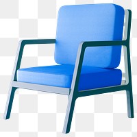 Blue chair png 3D sticker, transparent background