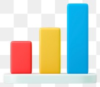 Bar chart png 3D sticker, colorful transparent background