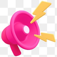 Loud pink megaphone png 3D sticker, transparent background