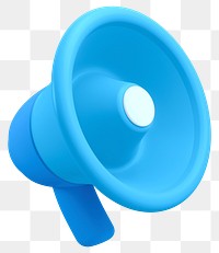 Blue megaphone png 3D sticker, transparent background