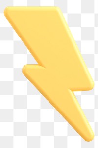 Thunderbolt png 3D sticker, transparent background