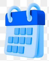 Blue calendar png 3D sticker icon, transparent background