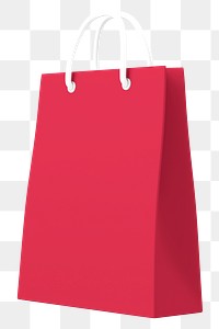 Shopping bag png 3D sticker, red transparent background