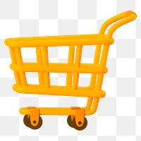 Shopping cart png 3D sticker, transparent background