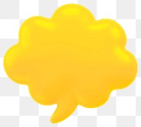 Png yellow thinking bubble 3D sticker, transparent background