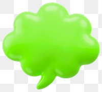 Png green thinking bubble 3D sticker, transparent background